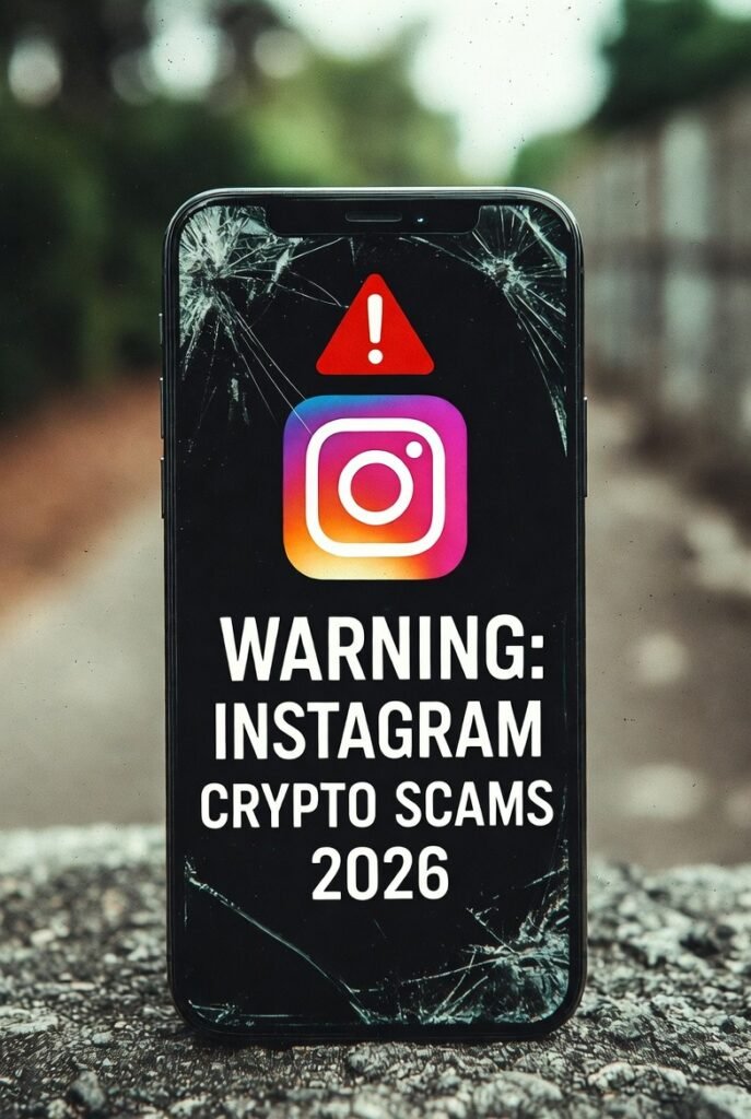 Instagram Crypto Scams 2026 Alert - Fake Influencer Warning Instagram crypto scams 2026 warning showing fake influencer accounts and giveaway posts