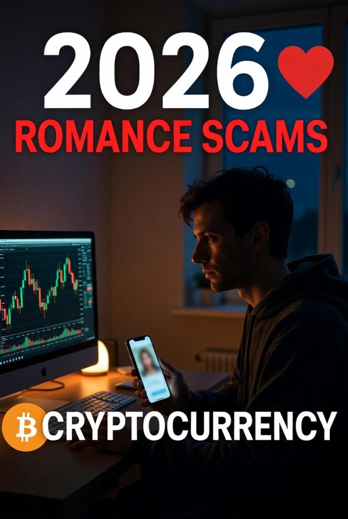 Cryptocurrency Romance Scams 2026 - Pig Butchering Warning Cryptocurrency romance scams 2026 warning showing pig butchering scam process and emotional impact